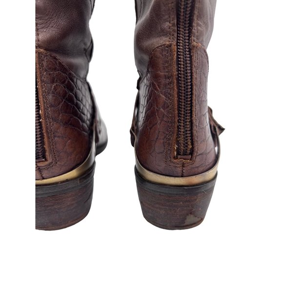 Sam Edelman Women’s size 7B Croc Embossed Leather back zip Boots - Picture 7 of 13
